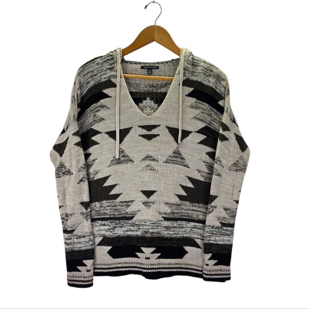 American Eagle Womens Baja Hooded Sweater Aztec Tribal Southwestern Knit Size XS